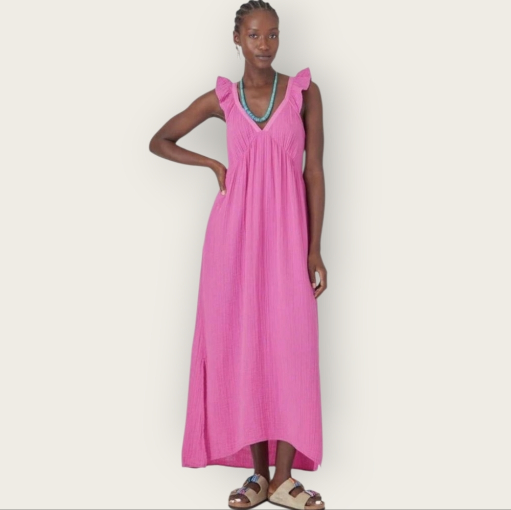 XiRENA Leyla Crinkle Gauze Midi Maxi Dress in Rosebud Size Medium